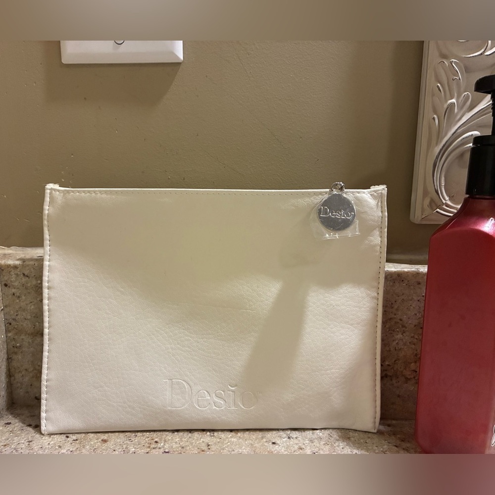 White Leather textured Makeup etc Bag 💄♥️